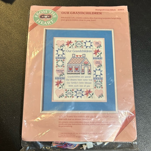 Dimensions From The Heart OUR GRANDCHILDREN 53013 Stamped Cross Stitch Craft Kit - Picture 1 of 3
